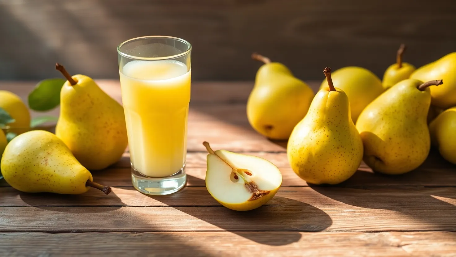 Fresh Pear Juice with Ripe Pears
