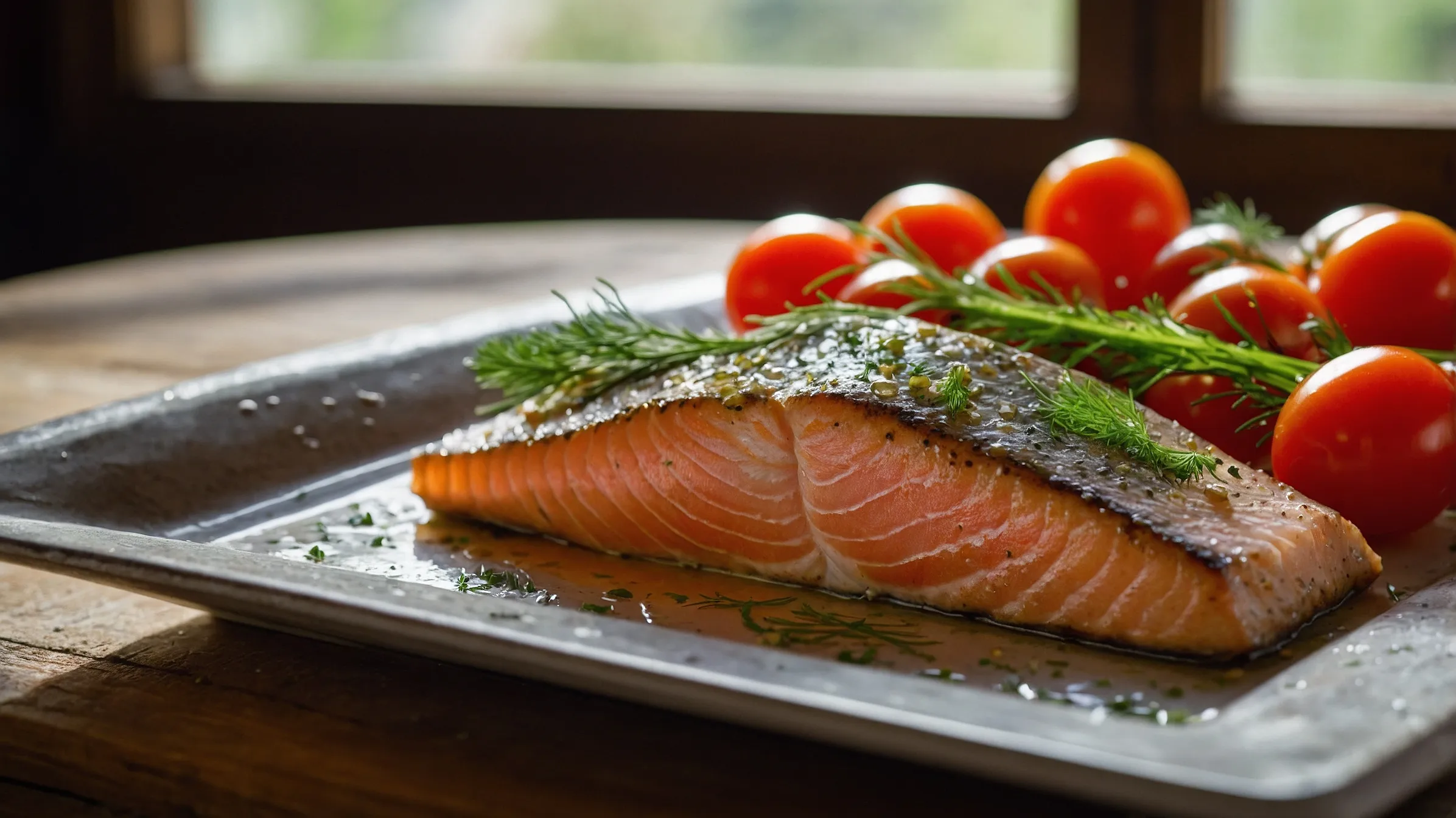 Steelhead trout fillet with fresh dill and lemon slices. steelhead trout recipe