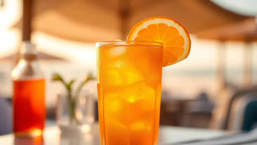A refreshing Fuzzy Navel cocktail with orange slice garnish. fuzzy navel recipe
