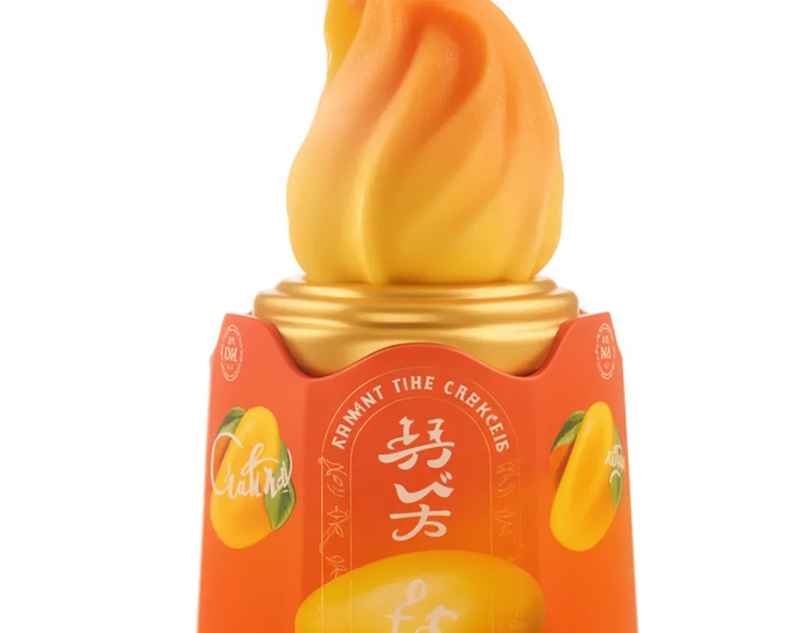Delicious Propitious Mango ice cream with a rich, creamy texture and no chunks.