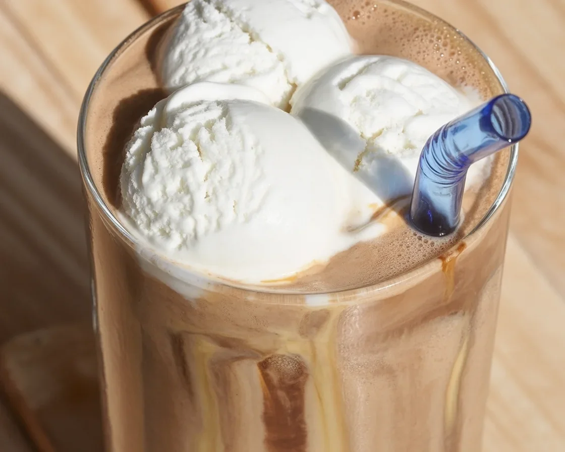 Delicious banana coffee smoothie made with ripe bananas and brewed coffee