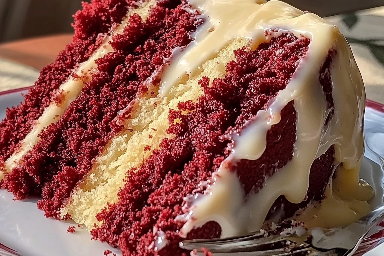 Decadent Red Velvet Honeybun Cake with Cinnamon Cream Cheese Icing