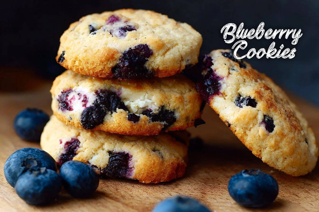 Delicious Blueberry Cheesecake Cookies with blueberries and cheesecake filling