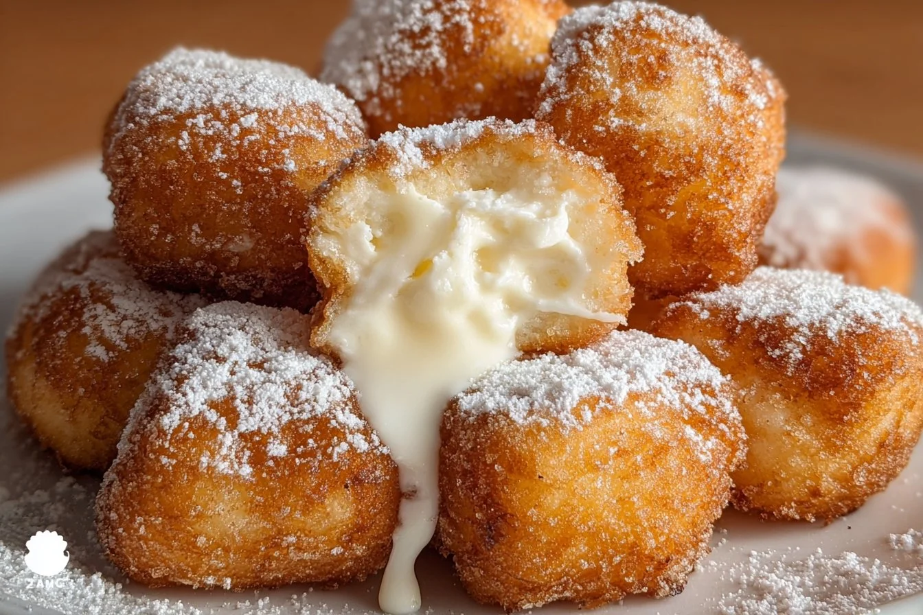 Delicious deep fried marshmallows served with dipping sauce.