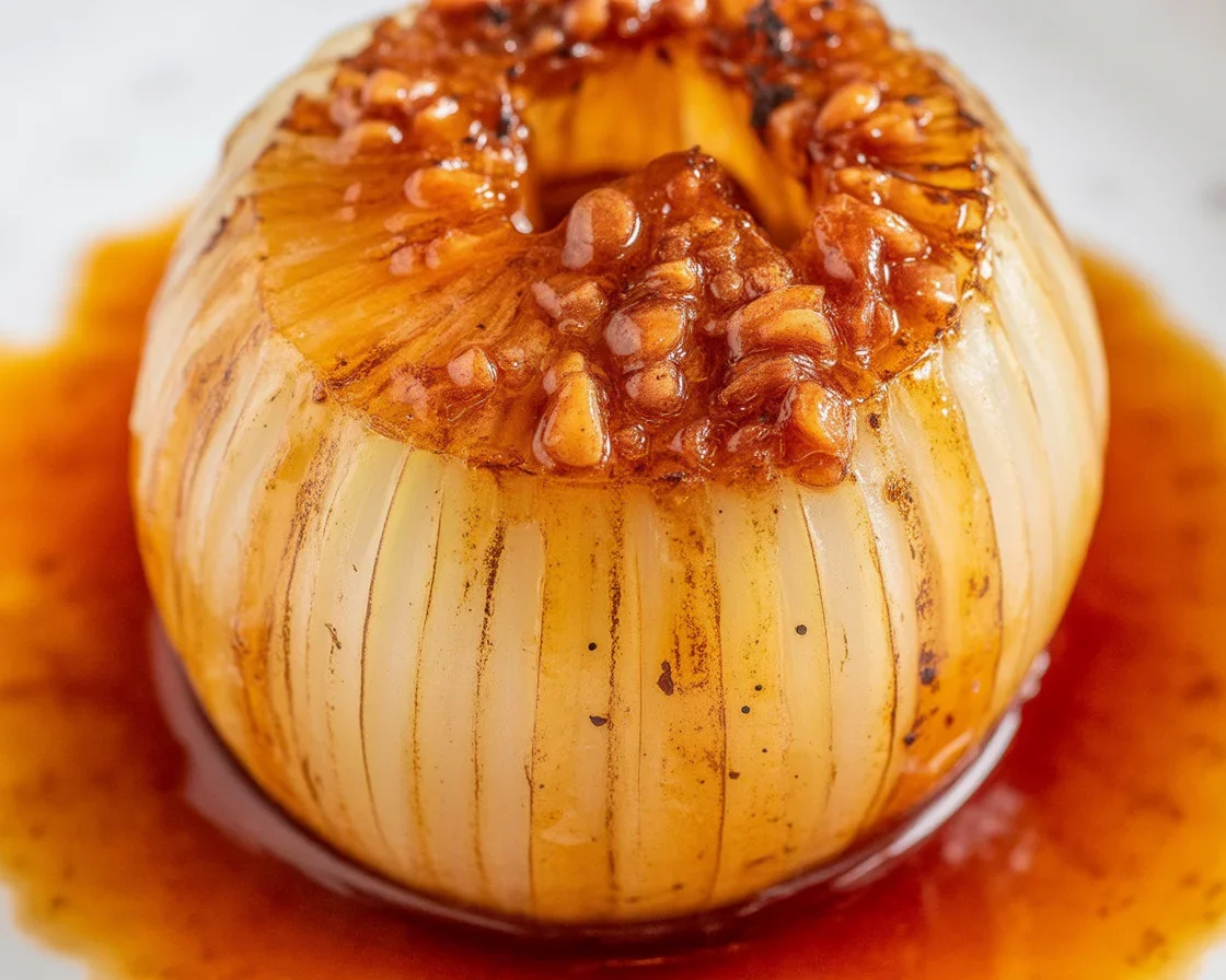 Delicious Onion Boil recipe featuring butter, spices, and a sweet onion baked to perfection.