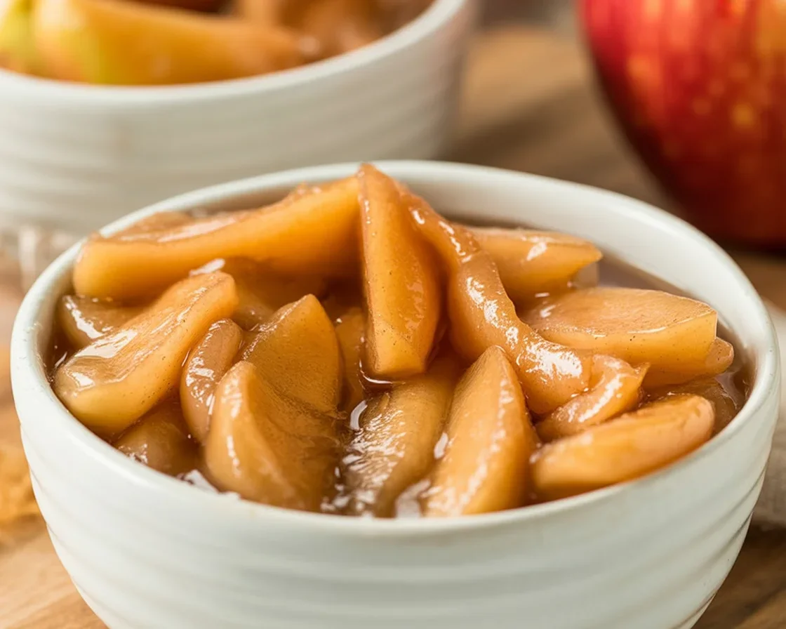 Delicious Slow Cooker Cracker Barrel Fried Apples cooked with butter and cinnamon