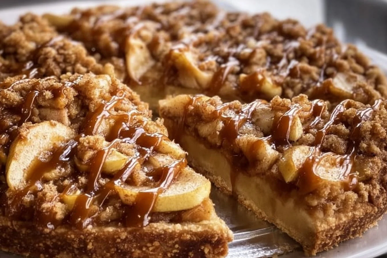 Delicious apple crisp pizza with cinnamon apples and a crispy crust