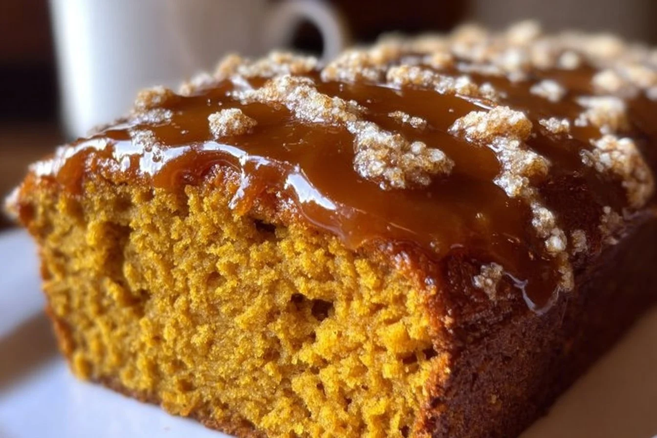 Delicious better than fall pumpkin cake with frosting on a wooden table.