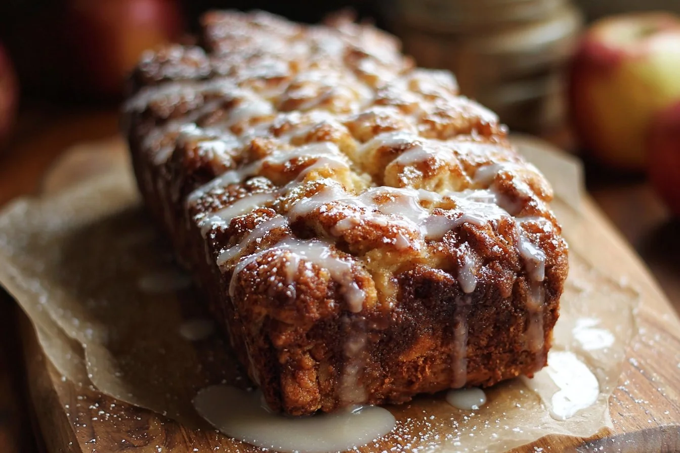 Homemade Amish Apple Fritter Bread with apples and cinnamon