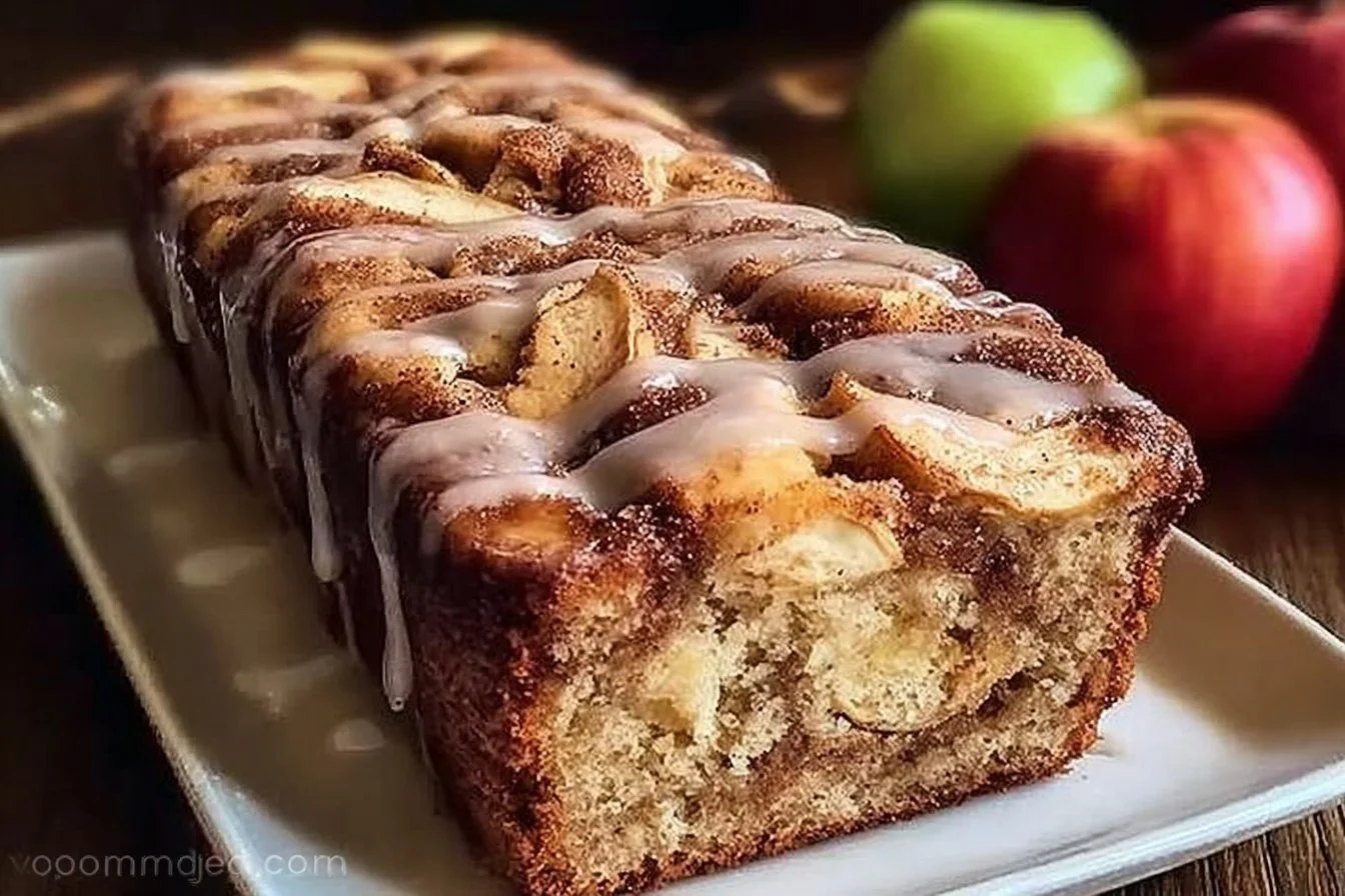 Freshly baked Apple Cinnamon Loaf, sliced and ready to enjoy.