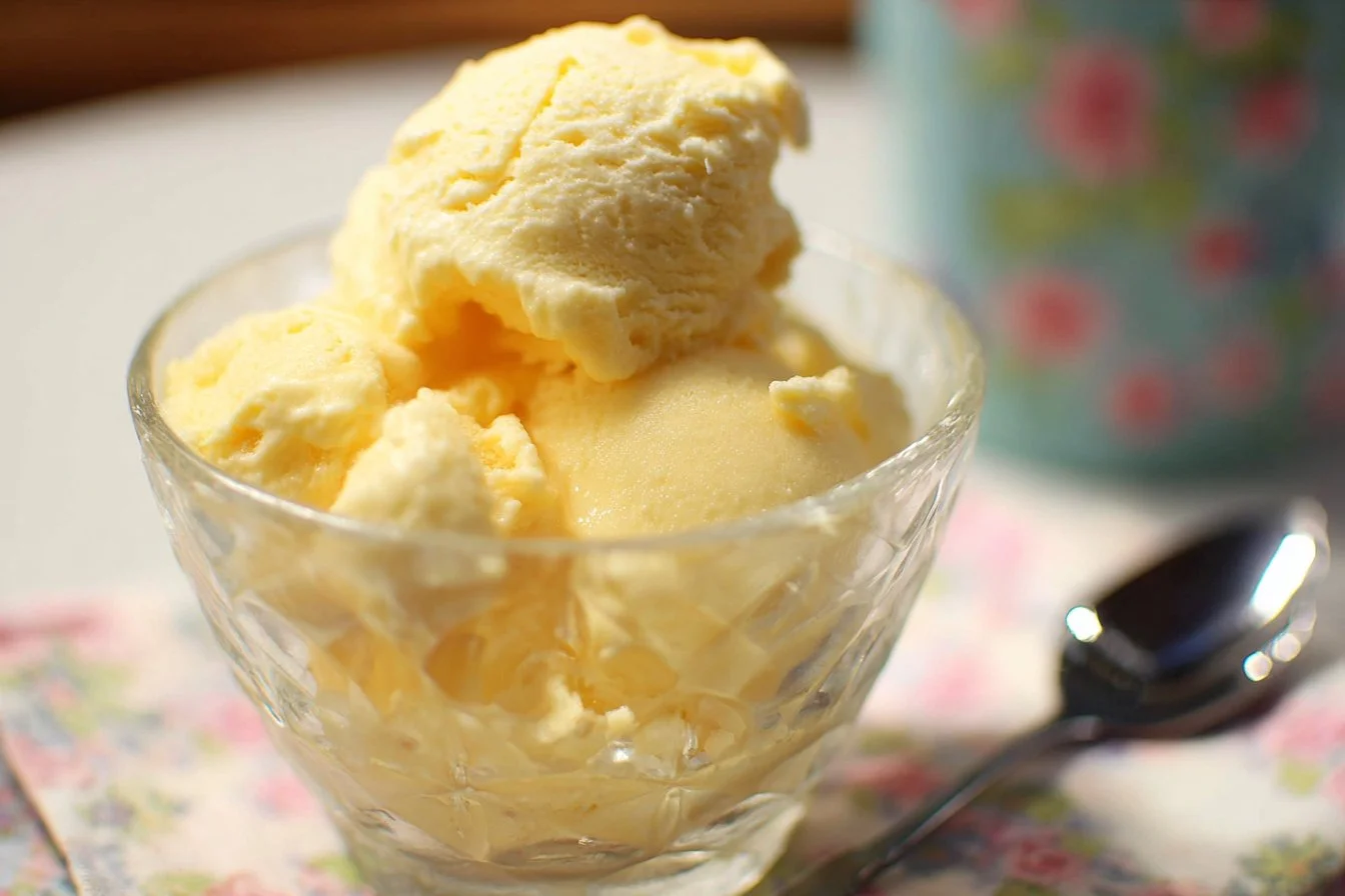 Delicious homemade pineapple ice cream made with 3 simple ingredients