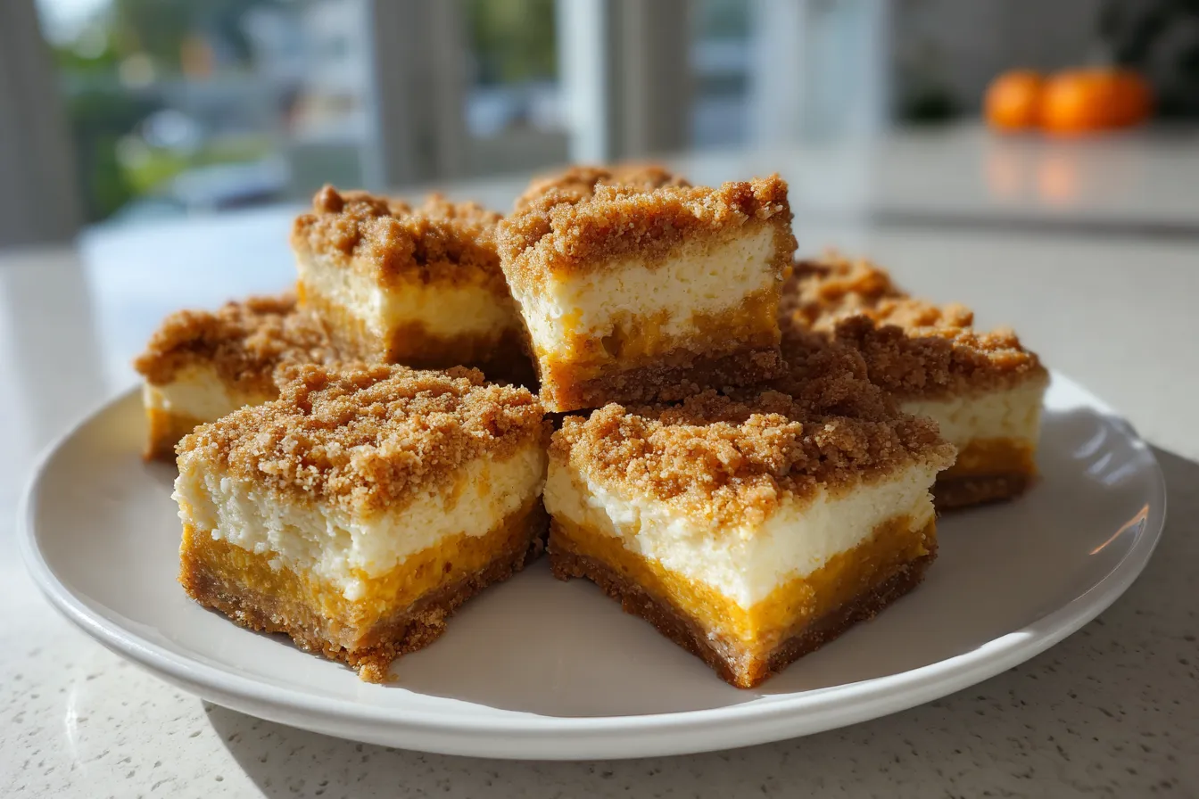 Pumpkin Cheesecake Bars with Streusel