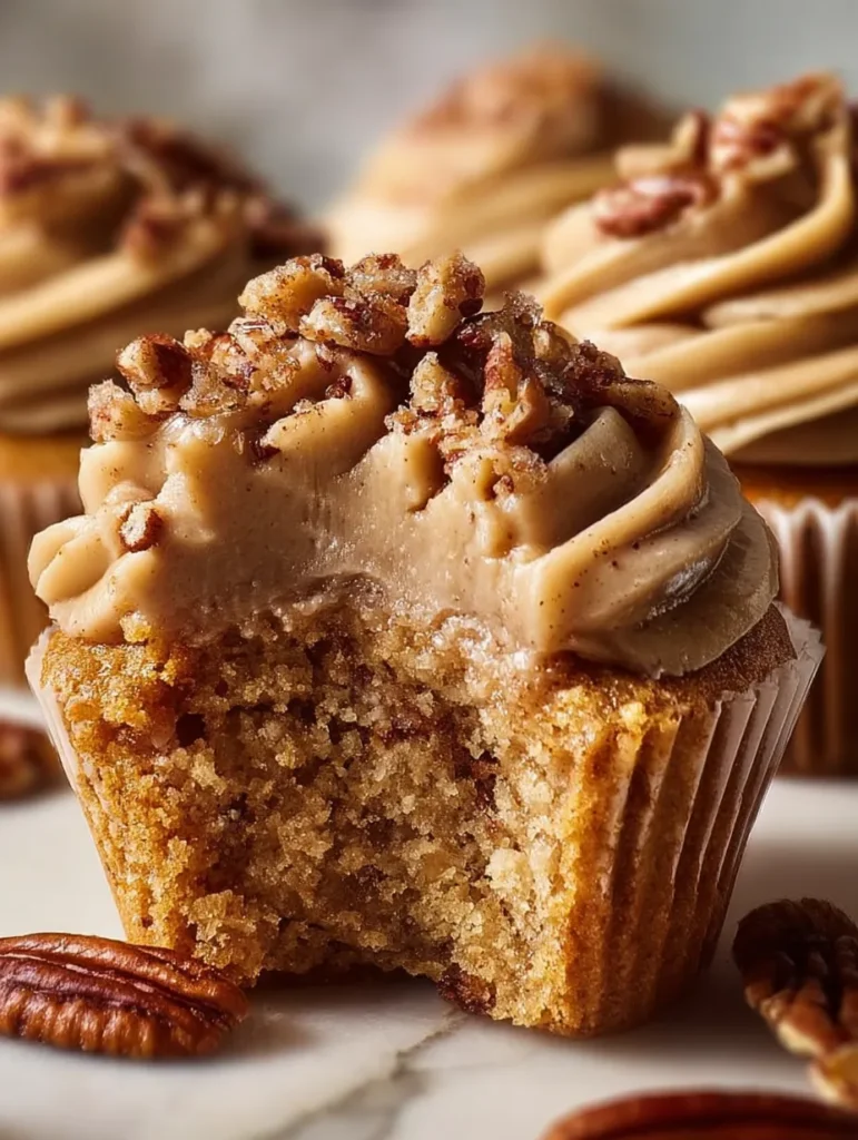 Pecan Pie Cupcakes with Brown Sugar Frosting