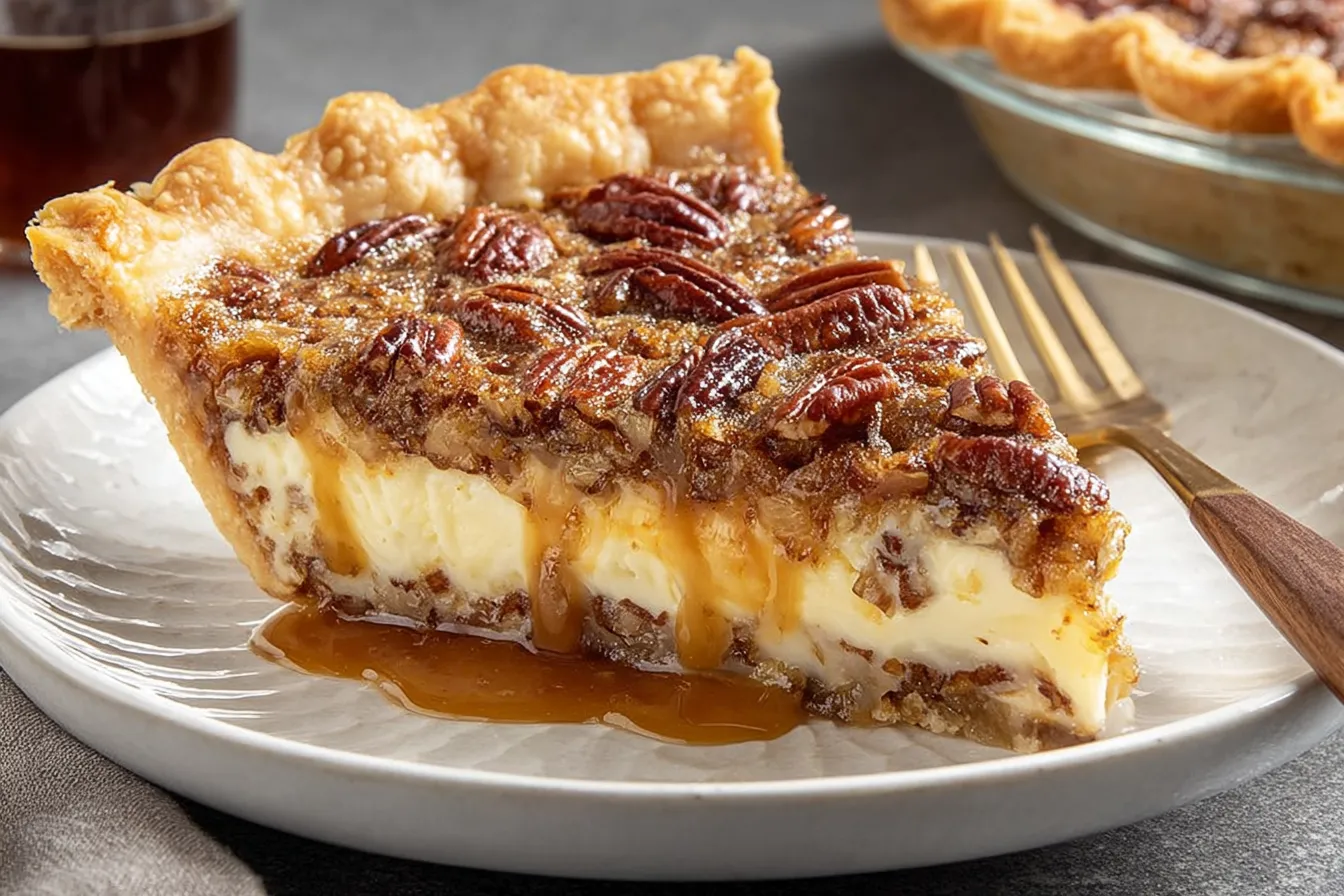 Caramel Pecan Cheesecake Pie Delight