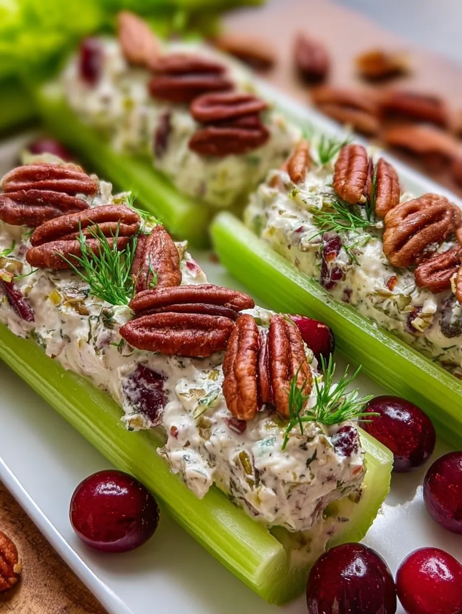 Cranberry Pecan Herb Cream Cheese Stuffed Celery
