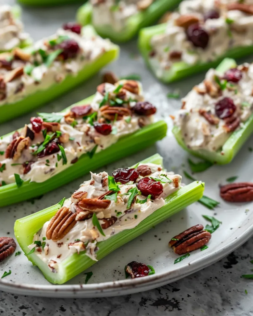Cranberry Pecan Herb Cream Cheese Stuffed Celery
